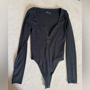 Aerie Black Long Sleeve Bodysuit